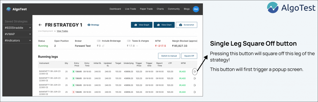 Single Leg Square Off - New Feature to give control to Traders. 
